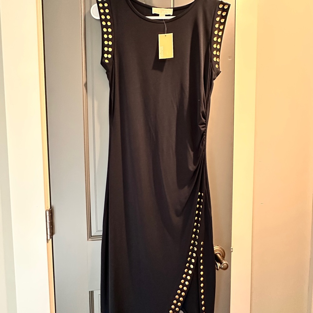 Michael Kors Navy Studded Asymmetrical Dress – NWT